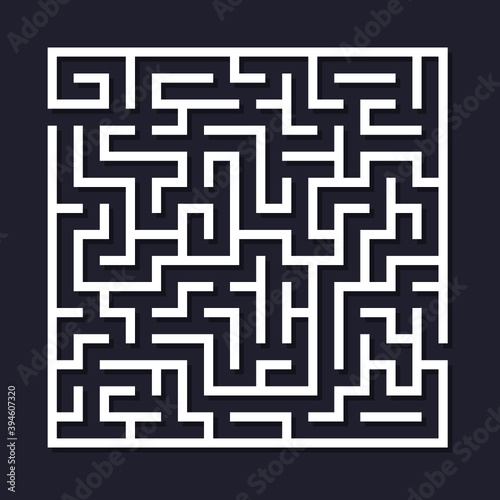 Vector illustration of simple labyrinth with some wrong ways and one exit