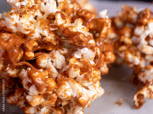 Enlarged photo of handmade caramel popcorn