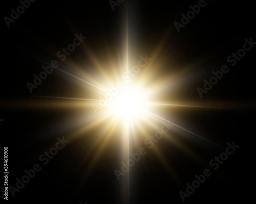 Bright beautiful star.Vector illustration of a light effect on a transparent background.