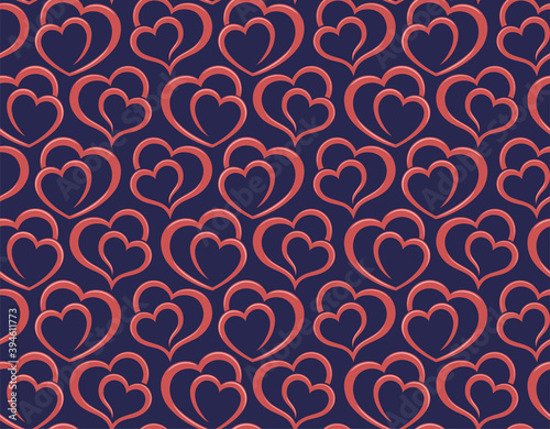 The Seamless background with red hearts.