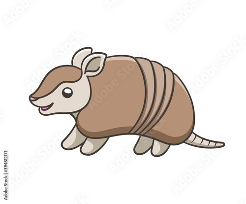 Armadillo standing and smiling cartoon vector illustration simple version. Cute animal character design for kids.