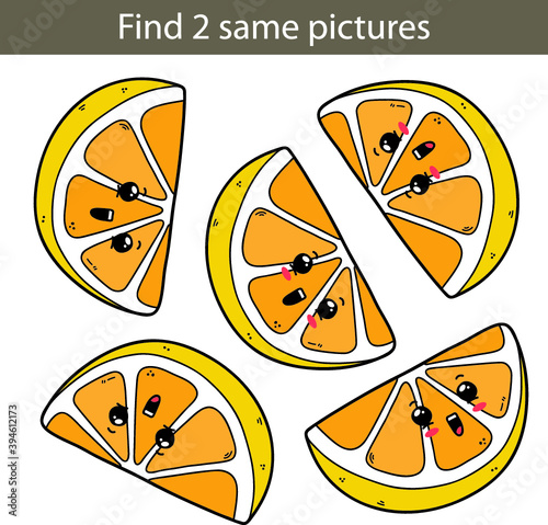Vector illustration of kids puzzle educational game Find same pictures for preschool children