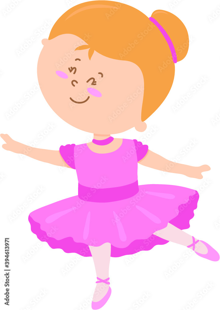 Vector illustration of cute cartoon ballerina girl character Vector illustration of cute cartoon ballerina girl character