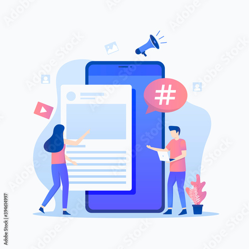 Microblogging illustration concept. Illustration for websites, landing pages, mobile applications, posters and banners.