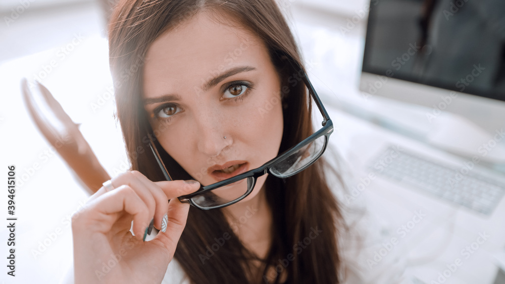 close up.confident business woman with glasses close up.confident business woman with glasses