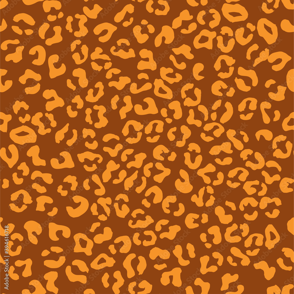 Leopard seamless pattern. Vector animal print. Orange spots on a brown background. Jaguar, leopard, cheetah, panther fur. Leopard skin imitation can be painted on clothes, paper or fabric. Leopard seamless pattern. Vector animal print. Orange spots on a brown background. Jaguar, leopard, cheetah, panther fur. Leopard skin imitation can be painted on clothes, paper or fabric.