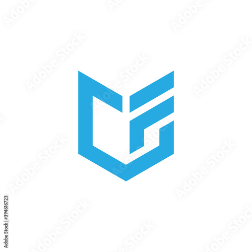 abstract letter mf emblem badge flat logo vector