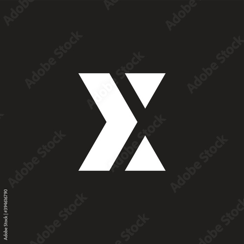 abstract letter x arrow negative space geometric logo vector