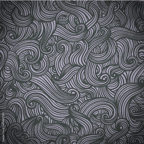 Seamless vector doodle pattern with waves