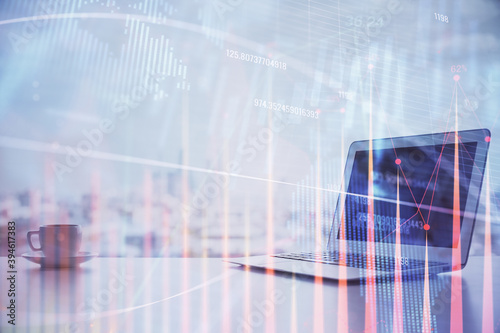Wallpaper Mural Forex graph hologram on table with computer background. Multi exposure. Concept of financial markets. Torontodigital.ca