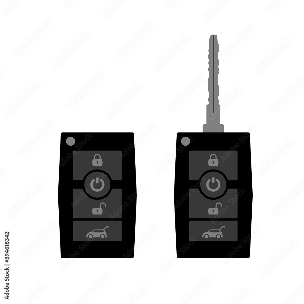 Fototapeta premium Modern flat cars key. key with control buttons. Vector