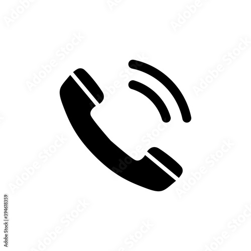 Telephone Receiver Call, Phone Handset. Flat Vector Icon illustration. Simple black symbol on white background. Telephone Receiver Call Phone Handset sign design template for web and mobile UI element