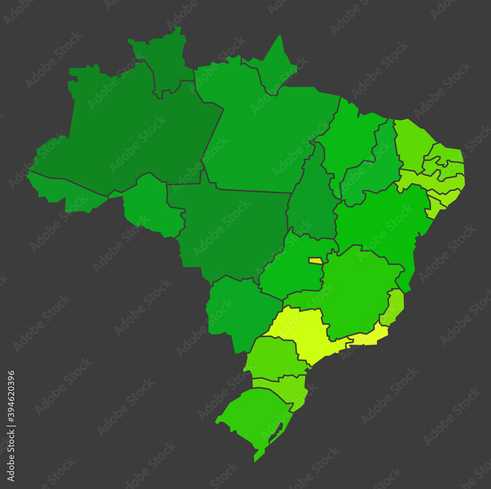 Brazil population heat map as color density illustration