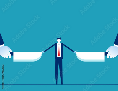 Stop Brawl. Businessman stopped the knife, Crime and violence concept