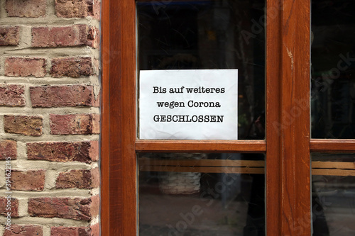 Obraz na plátně bis auf weiteres wegen corona geschlossen