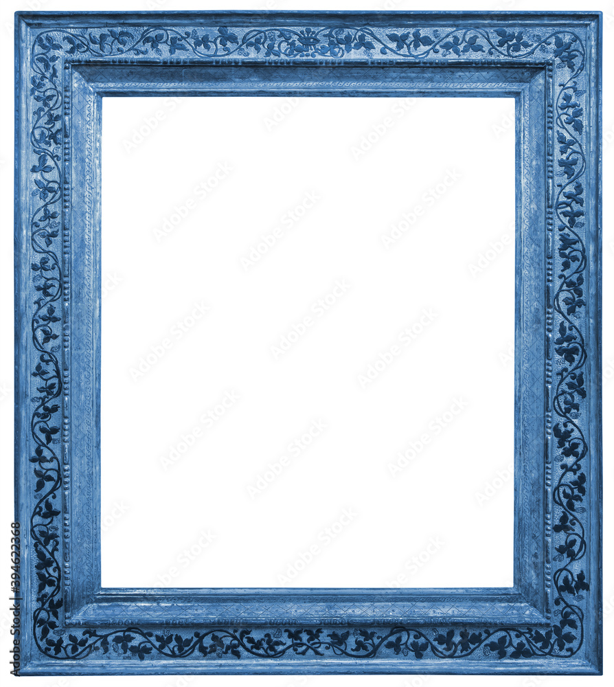 Old square blue wooden frame isolated on the white background Old square blue wooden frame isolated on the white background
