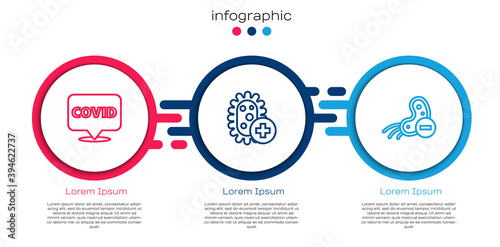 Set line Corona virus covid-19 on location, Positive and Negative. Business infographic template. Vector.