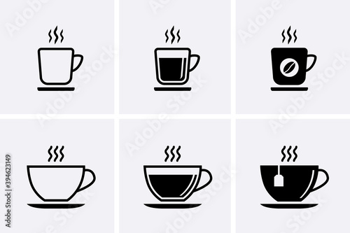 Coffee an tea cup Icon set.