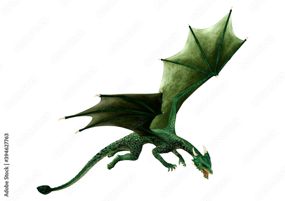 Naklejka premium 3D Rendering Fairy Tale Dragon on White