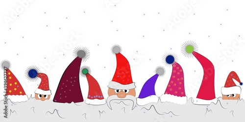 Santa Claus elves with beanies