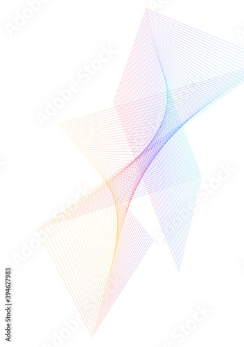 Design element Curved sharp corners wave many lines. Abstract vertical broken stripes on white background isolated. Creative line art