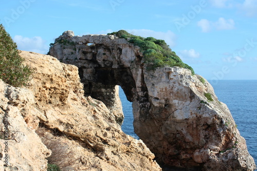 Island scenery, beach, beautiful bay seaside, Balearic Islands, Mallorca, Spain, Mediterranean Sea.