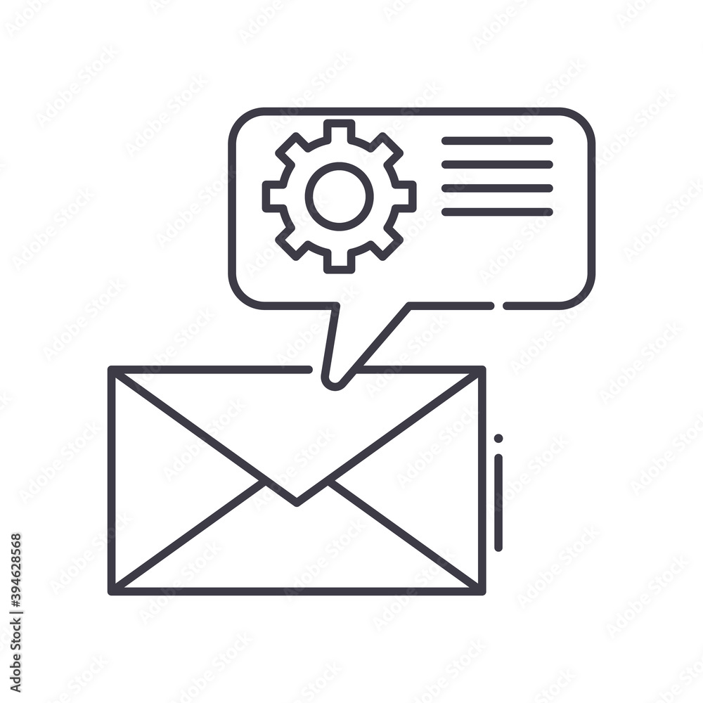 Email support icon, linear isolated illustration, thin line vector, web design sign, outline concept symbol with editable stroke on white background. Email support icon, linear isolated illustration, thin line vector, web design sign, outline concept symbol with editable stroke on white background.