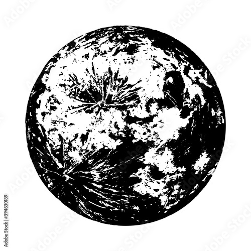 Fototapeta Naklejka Na Ścianę i Meble -  Full moon painted with black ink brush. Vector illustration 
