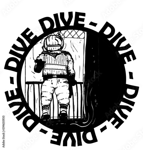 Oldschool diver circular design. 
