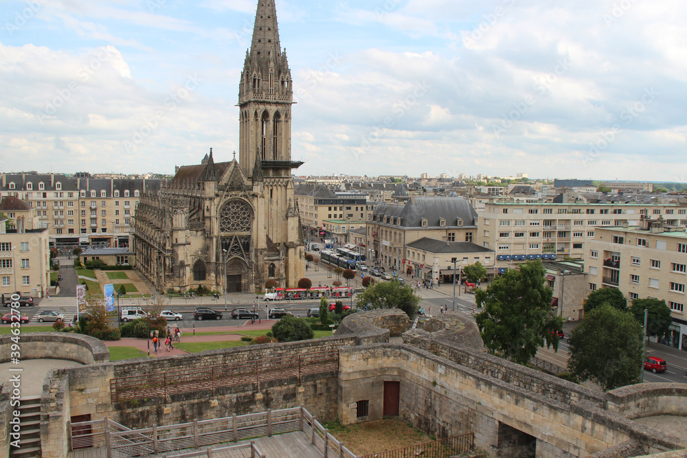 ramparts and saint-pierre church in caen in normandy (france)