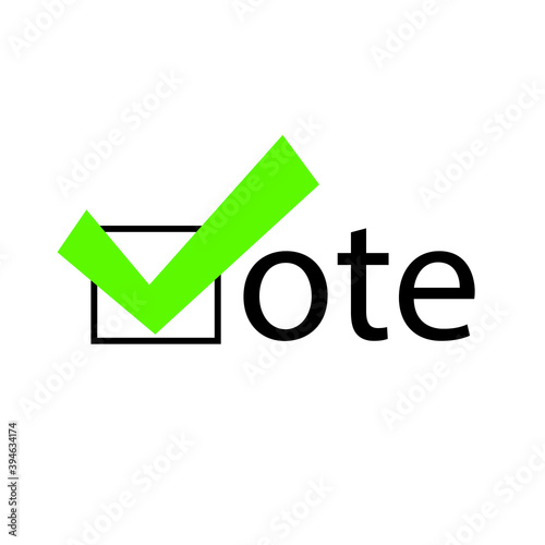 Vote symbols. Check mark icon. Vote label on white background.
