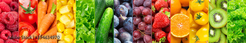 Background of fruits, vegetables and berries. Fresh food. Healthy food © seralex