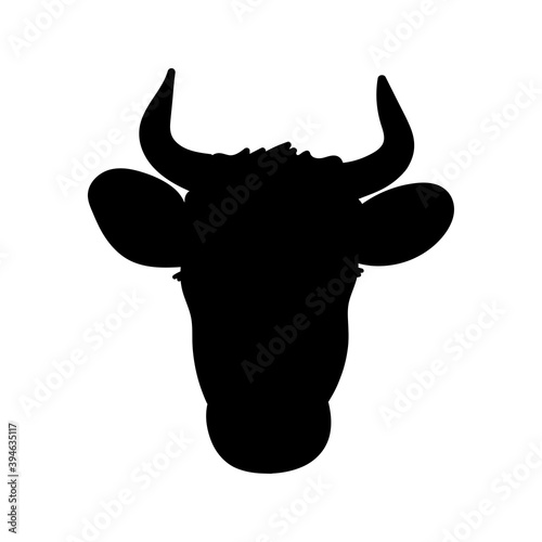 Cow head silhouette. Cattle icon. Front view. Vector illustration.