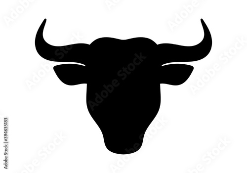 Bull head icon. Buffalo silhouette. Front view. Vector illustration.