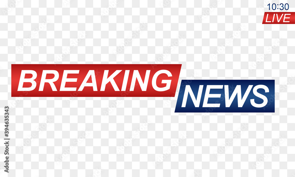 Breaking news icon or logo for TV screen. Title template for news