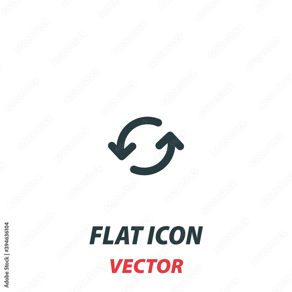 Recycling Arrows icon in a flat style. Vector illustration pictogram on white background. Isolated symbol suitable for mobile concept, web apps, infographics, interface and apps design Recycling Arrows icon in a flat style. Vector illustration pictogram on white background. Isolated symbol suitable for mobile concept, web apps, infographics, interface and apps design