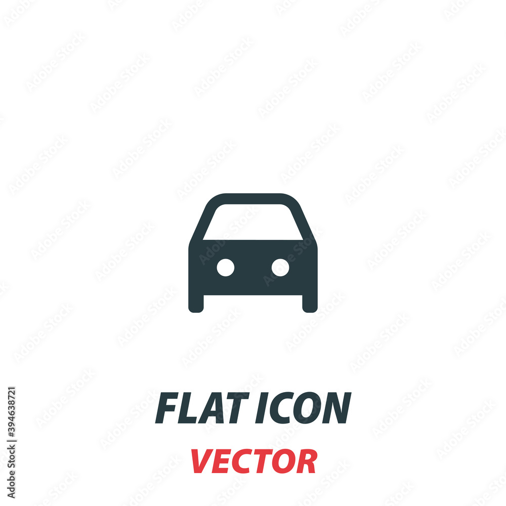 Car icon in a flat style. Vector illustration pictogram on white background. Isolated symbol suitable for mobile concept, web apps, infographics, interface and apps design