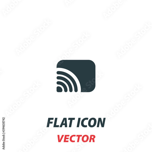 cast wireless and wifi icon in a flat style. Vector illustration pictogram on white background. Isolated symbol suitable for mobile concept, web apps, infographics, interface and apps design