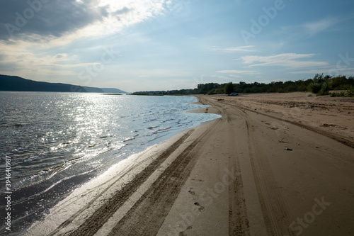 Sandy coast of the river of Volga, Russia