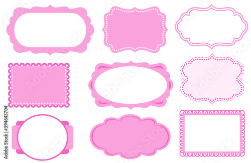 Set of vintage frames, isolated on white, with free space for your text or photos. Classic design elements. Template for signage, logos, labels, stickers, cards, pages