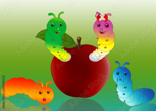 Cute butterfly worms of different colors.
