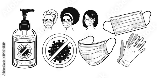 Virus protection items and characters in masks