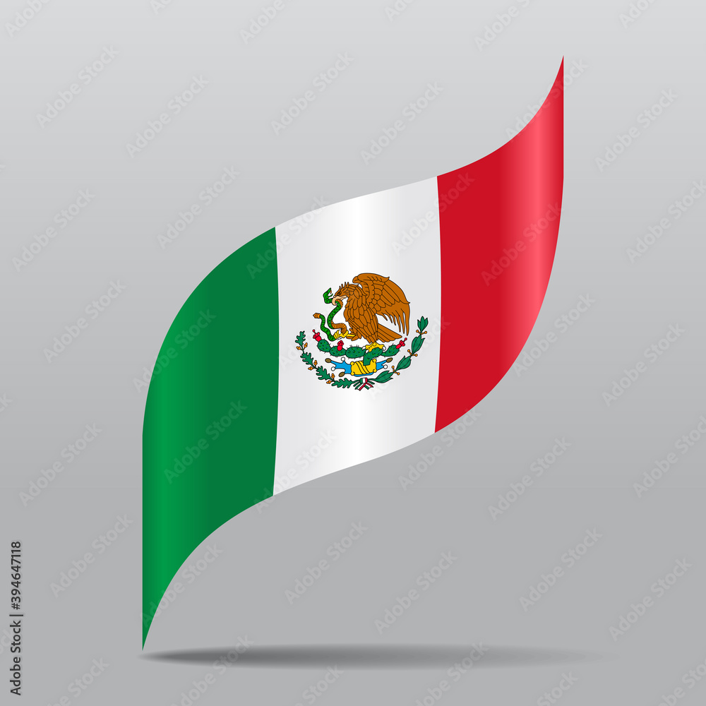 Obraz premium Mexican flag wavy abstract background. Vector illustration.