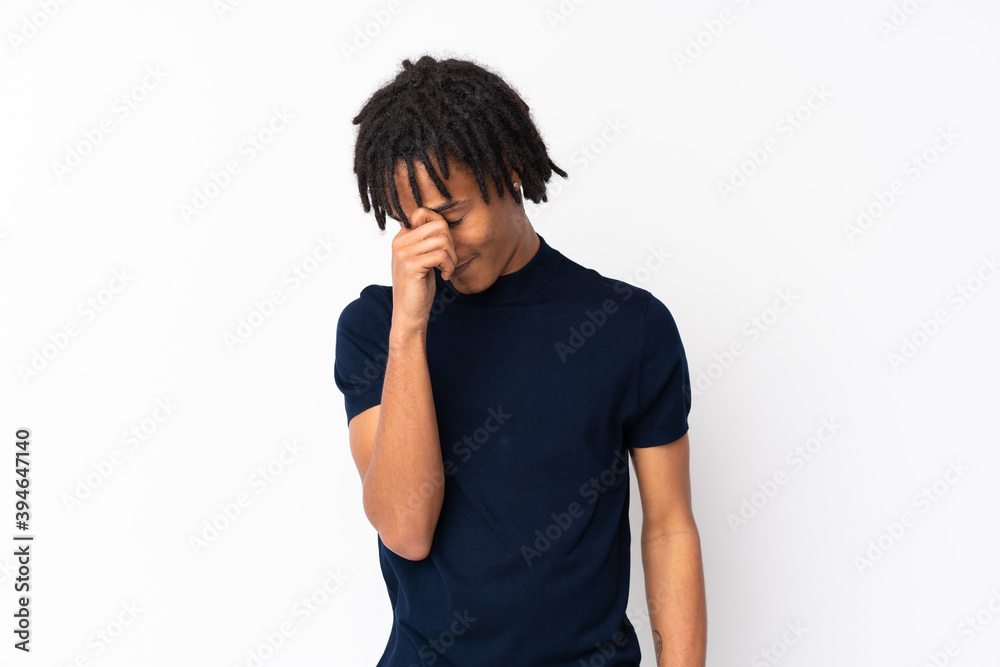 Young african american man isolated on white background laughing Young african american man isolated on white background laughing