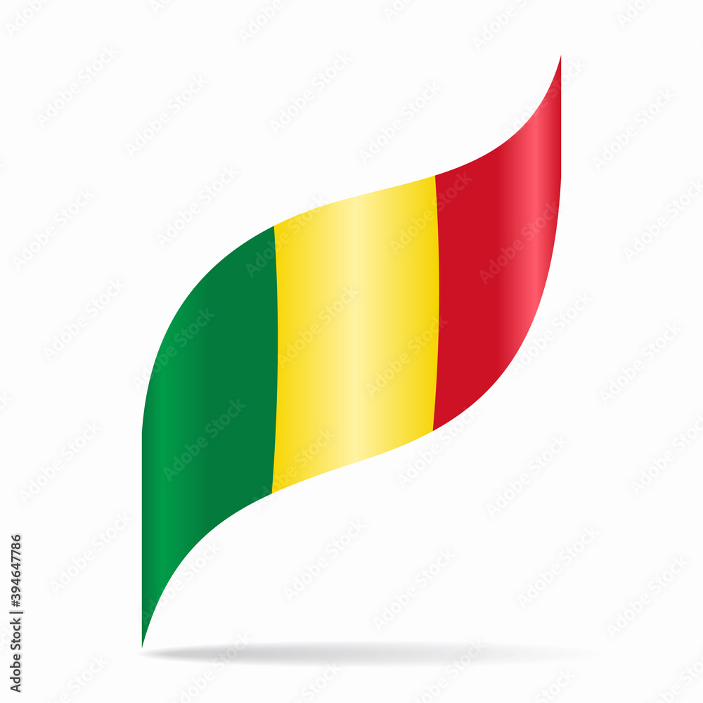 Fototapeta premium Malian flag wavy abstract background. Vector illustration.