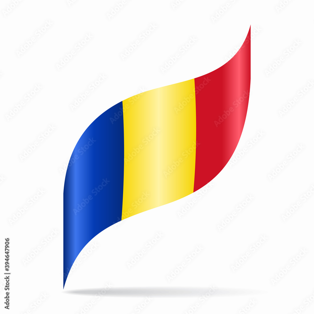 Fototapeta premium Romanian flag wavy abstract background. Vector illustration.