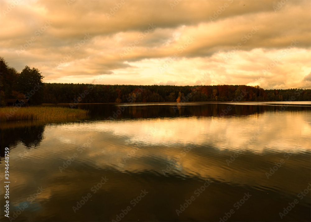Fototapeta premium Beautiful Sunset at a sea at autumn in Mecklenburg-West Pomerania Germany Europe