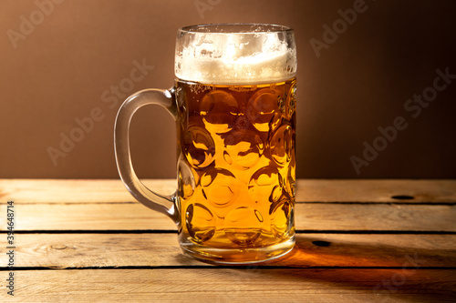 beer mug on brown background