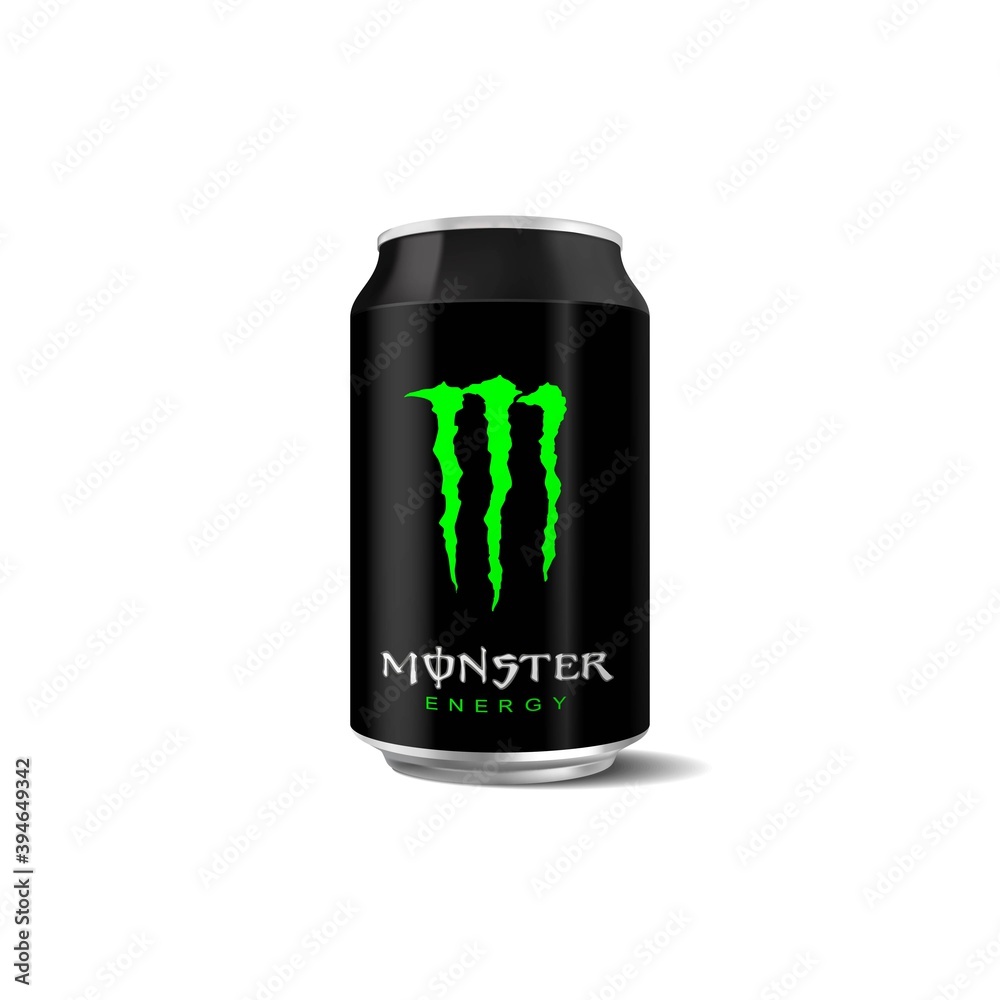 Vector illustration of Monster Energy Drinks can isolated on white