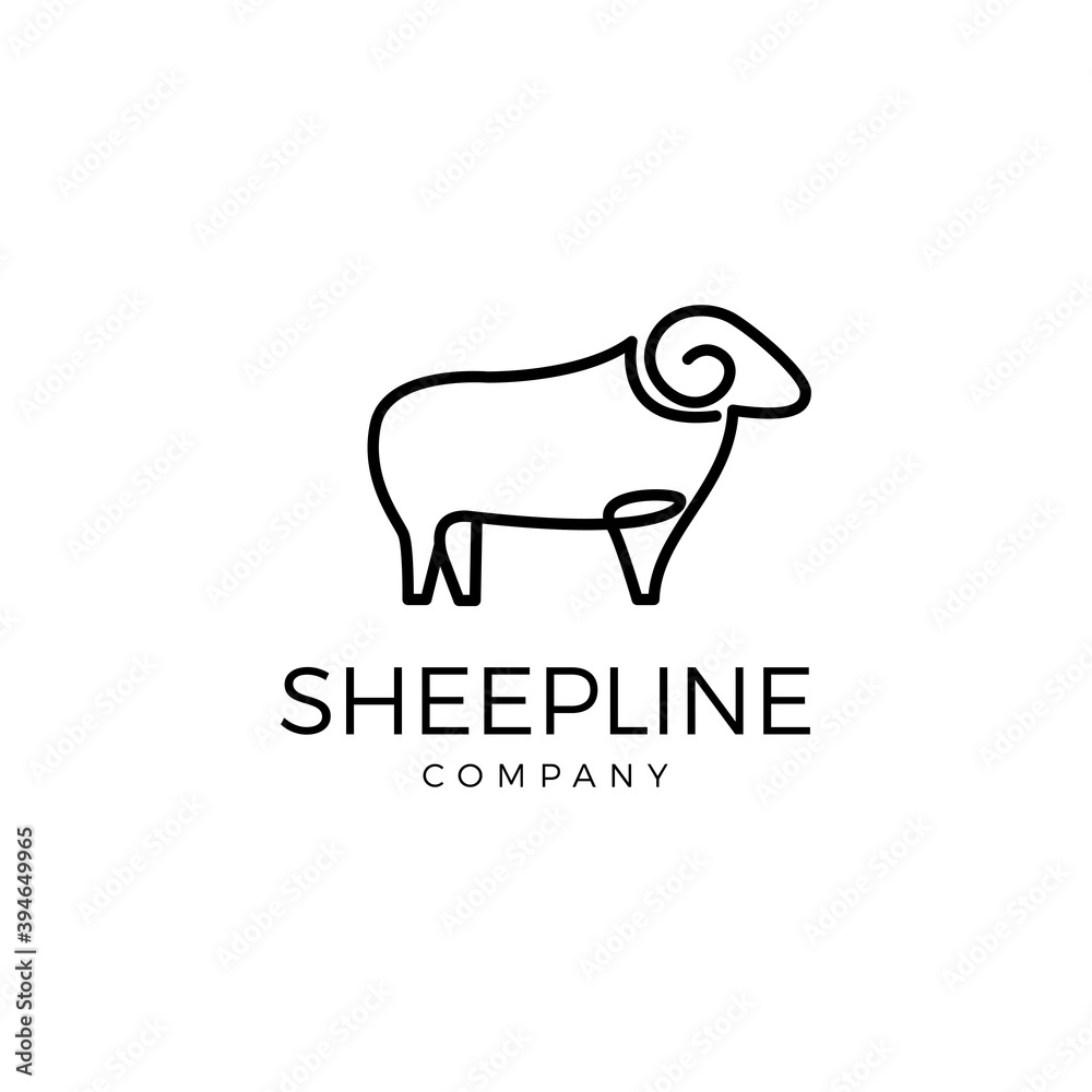 sheepline company logo design vector template line art modern minimalist
